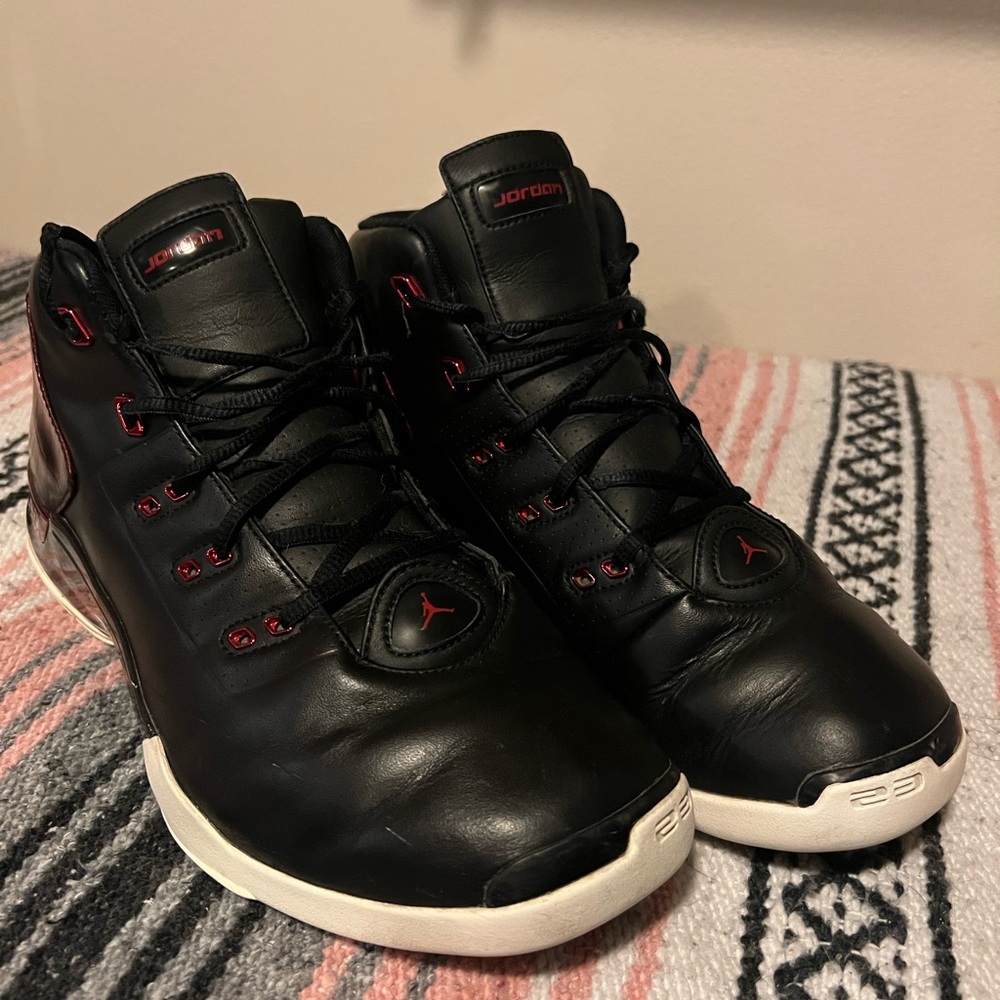 Jordan Black and Red High-Top Sneakers